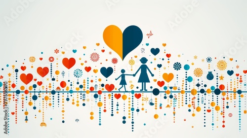Valentine's day background with couple and hearts, vector illustration photo