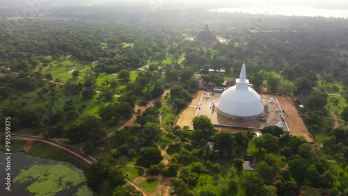 Top view of Buddhist pagoda in the city Anuradhapura, Sri Lanka.