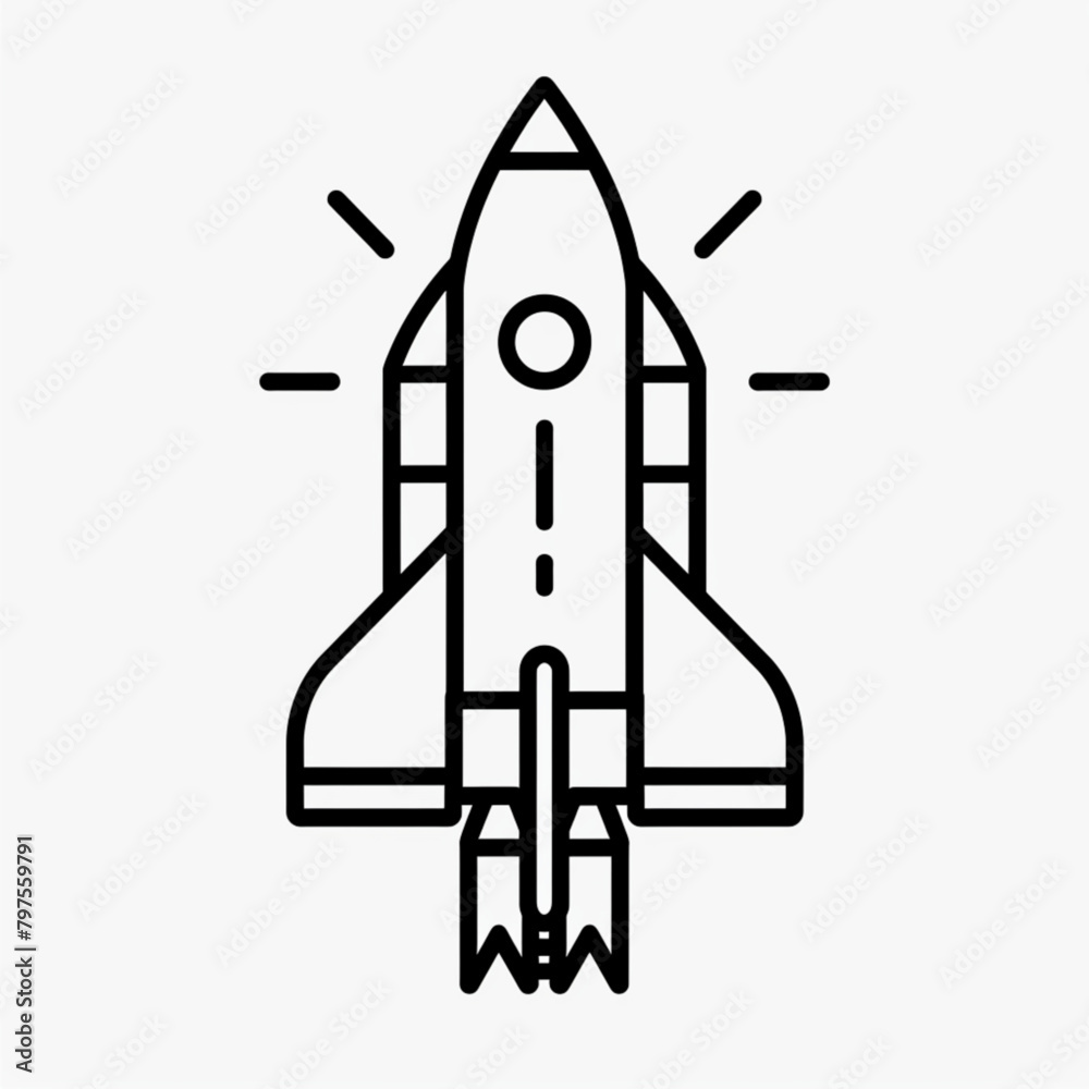 Start Up Business Outlined Line Vector Icon Rocket startup