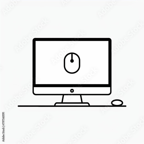 Desktop computer, monitor line icon, outline vector sign, linear style pictogram isolated on white. Symbol, logo illustration
