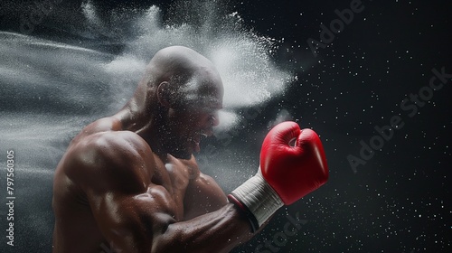  A boxer delivering a devastating knockout punch, captured in the split second before impact 