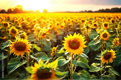 exotic sunflower fields  amazing sunlight  blooming sunflowers