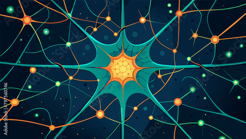 An intricate web of glowing fibers showcasing the intricate web of connections between neurons in the brain..