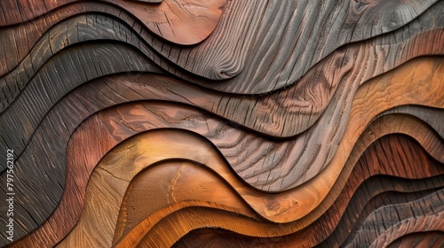 An abstract art piece featuring layers of different wood grain textures creating a unique and eyecatching design.. photo