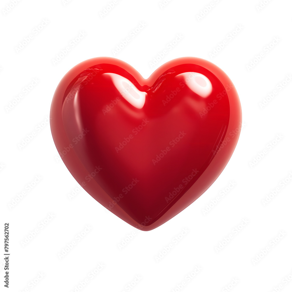 Red heart shape isolated on transparent background Generative Ai.