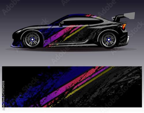 Car wrap design vector.Graphic abstract stripe racing background designs for vehicle  rally  race  adventure and car racing liverY