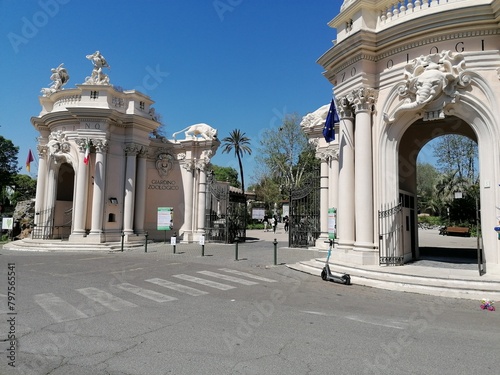 Canvas Print Rome, Italy - April 25, 2024, entrance to the Bioparco di Roma, the oldest zoo in Italy