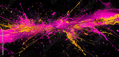 Fractal design with magenta and neon yellow for a bold graphic statement.