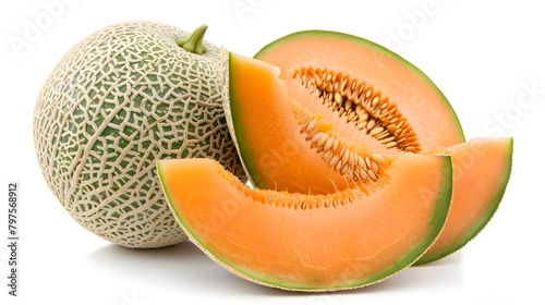  Cantaloupe on a white background Ai generated 