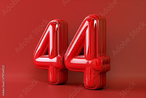 Number 44 in 3d style