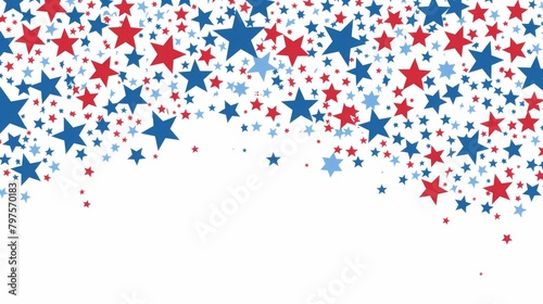Festive 4th of July Card Design - Red, White, and Blue Stars on White Background - Packed Layout with Negative Space for Text - Ideal for Independence Day Celebrations and Promotions - Generative AI