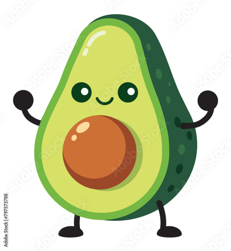 Cute avocado pear fruit cartoon character vector illustration © charactoon