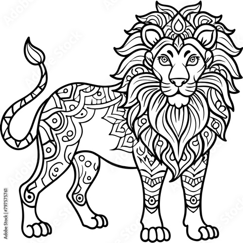 mandala animal - lion mandala coloring pages for kids and adults © ishfaq