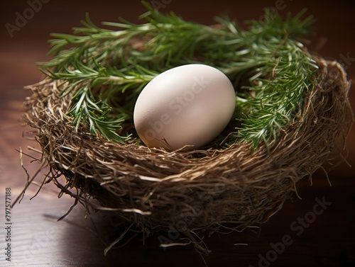 a white egg in a nest