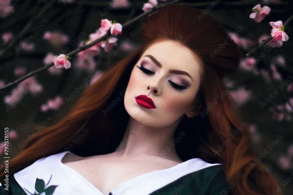 a woman with red hair and makeup a woman with red hair and makeup
