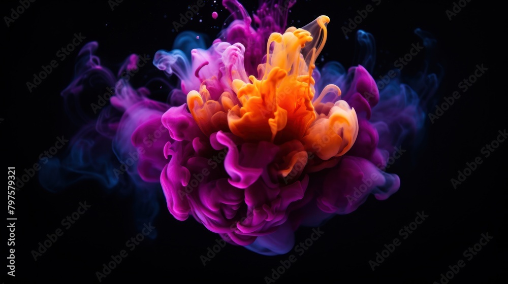 a colorful smoke in water