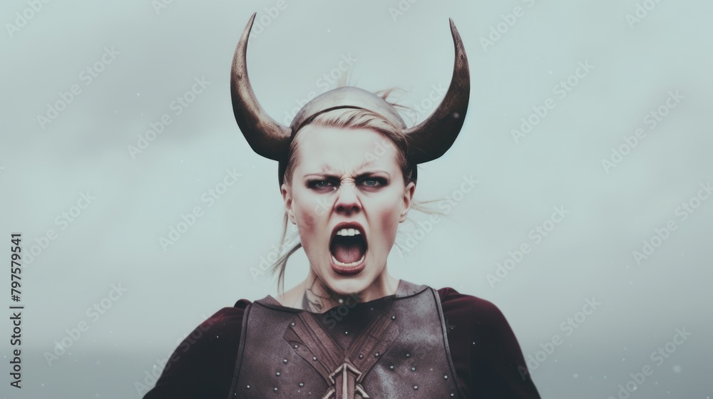 a woman wearing a viking garment a woman wearing a viking garment