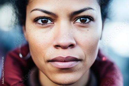 a close up of a woman's face