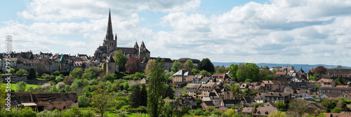 Εκτύπωση καμβά A panorama of Autun,  France,  with the Saint-Lazare cathedral