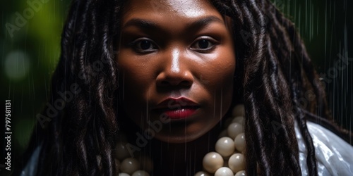 a woman with dreadlocks and a necklace photo