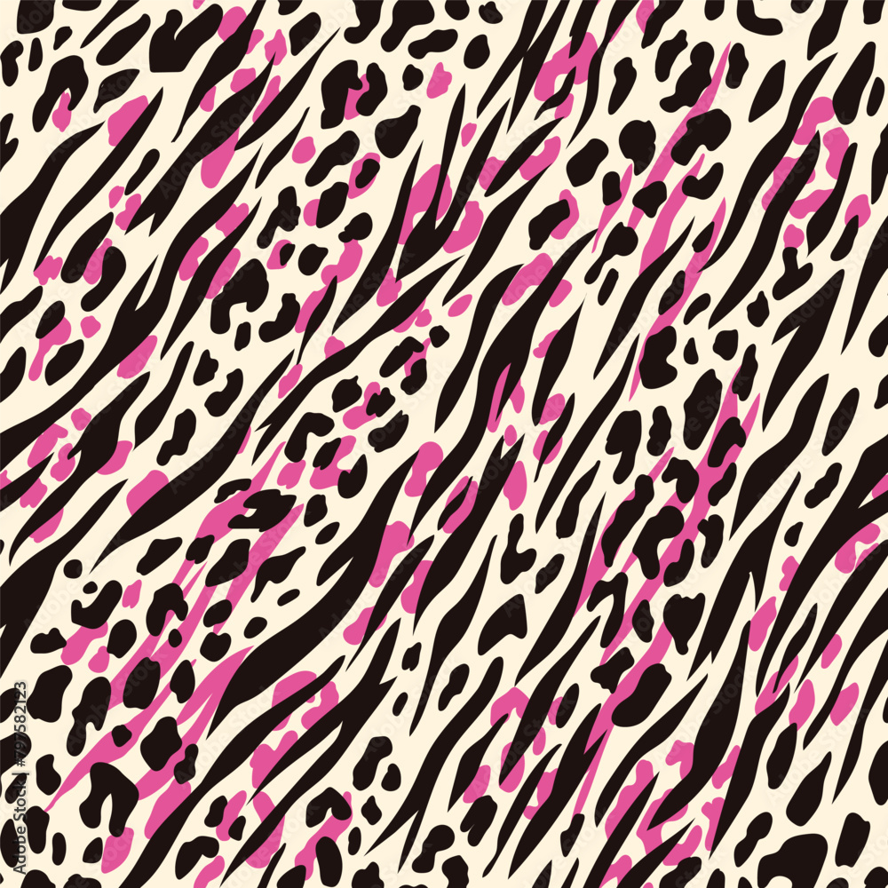 Animal skin seamless pattern. Random abstract shapes, wildcat and zebra skin imitate. Wild nature safari all over surface print for fabric, paper, package. Tiger, cheetah and zebra vector background. Animal skin seamless pattern. Random abstract shapes, wildcat and zebra skin imitate. Wild nature safari all over surface print for fabric, paper, package. Tiger, cheetah and zebra vector background.