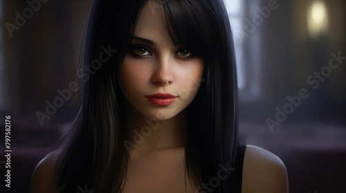 a woman with long black hair