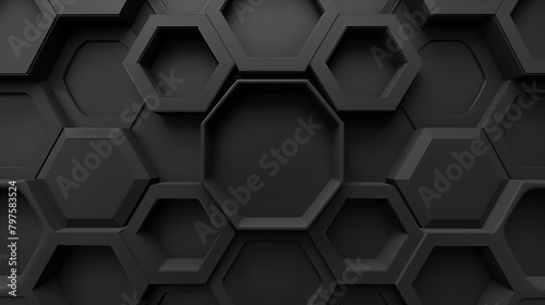 Black Hexagon Frame on White Background - Abstract Design