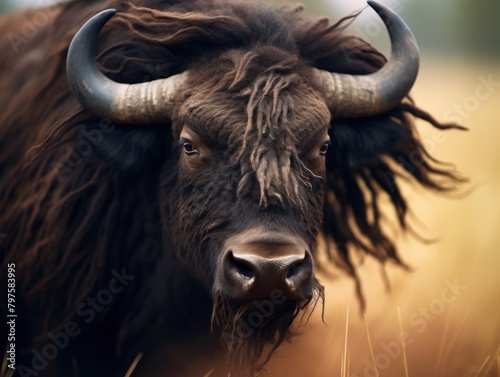 a close up of a buffalo