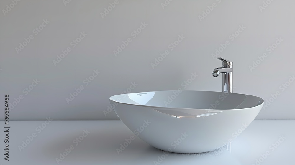 Ceramic Bathroom Sink Isolated on White Background

