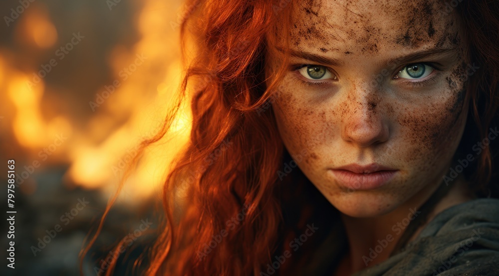 a close up of a woman with red hair and freckles a close up of a woman with red hair and freckles