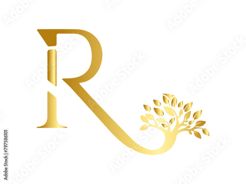 tree and letter logo combination