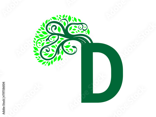 tree and letter logo combination