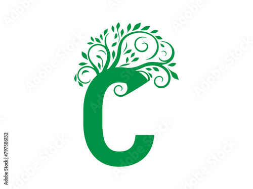 tree and letter logo combination