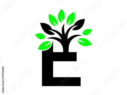 Letter logo combination with tree