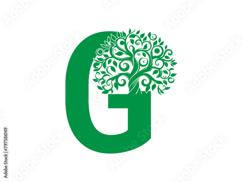 Letter logo combination with tree