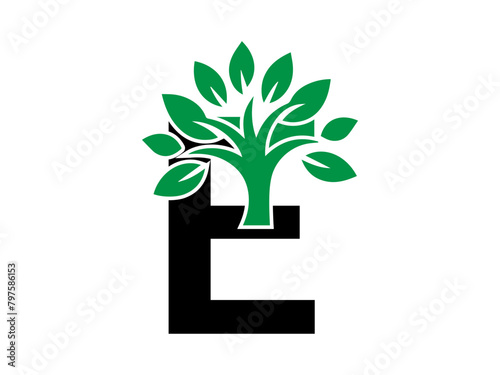 Letter logo combination with tree