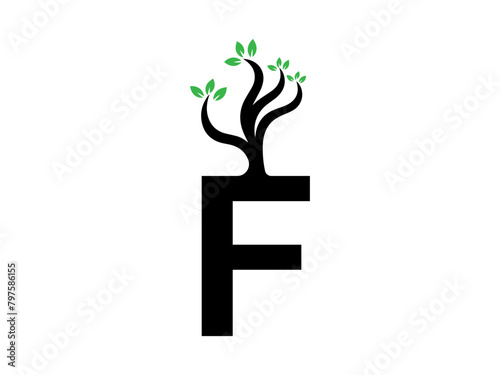 Letter logo combination with tree