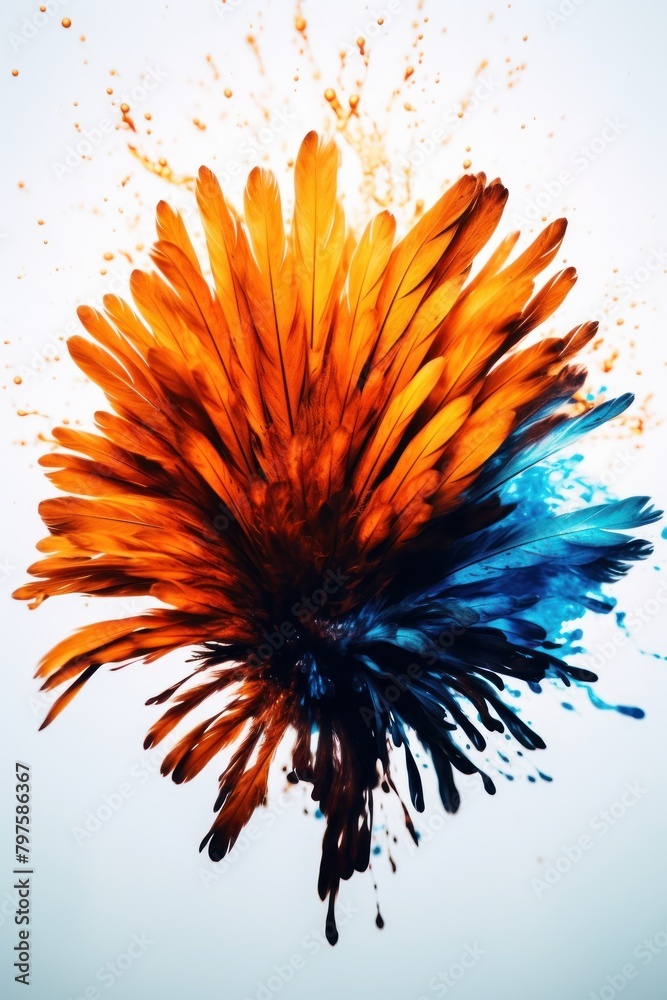 a colorful feather in a white background a colorful feather in a white background