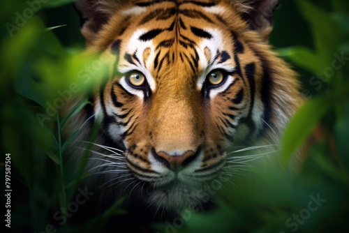 a tiger looking at the camera