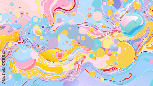 Colorful Abstract Liquid Marble Art Wallpaper. Dynamic and colorful vector illustration for modern design  such as website backgrounds and creative print materials with copy space.