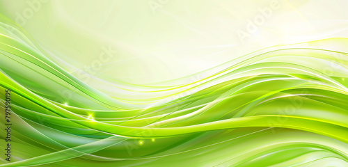 Bright green swoosh design set against a backdrop of undulating waves.