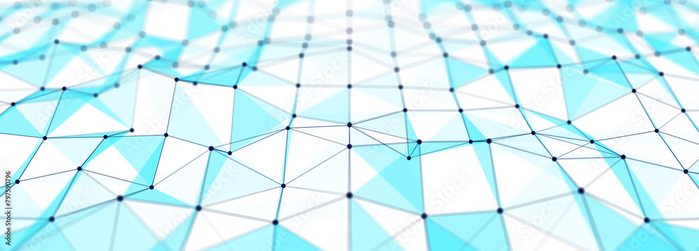 Fotografie Network of bright connected dots and lines