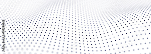 Abstract gradient dynamic wave of glowing particles. Network of neon dots. Big data. Digital background. 3d rendering