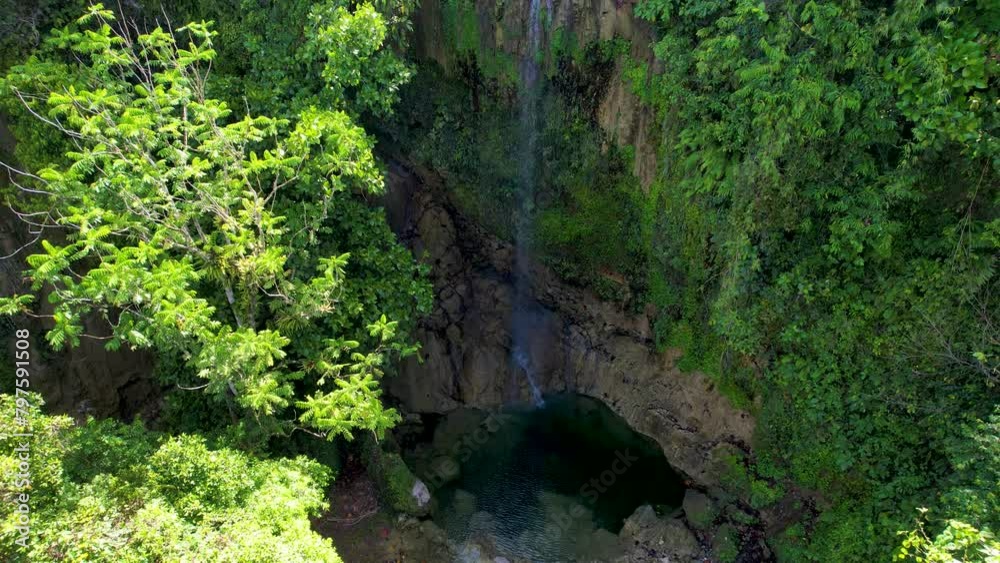 4K Aerial Drone video of hidden Kawasan Falls deep in the thick green forest of Bohol Island in Philippines 4K Aerial Drone video of hidden Kawasan Falls deep in the thick green forest of Bohol Island in Philippines