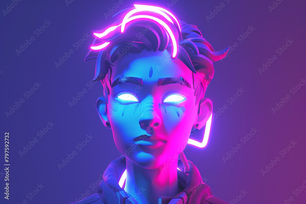3d game character cartoon portrait glow effect 3d game character cartoon portrait glow effect
