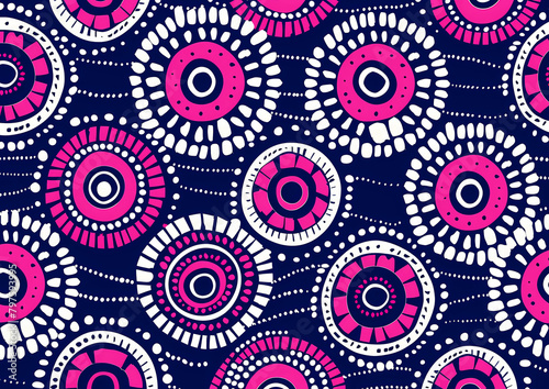 African print pattern with pink navy blue