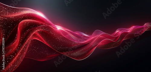Ruby tones ripple on a dark expanse, evoking the elegance of silk in nocturnal dance. photo