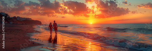 Silhouette of people on beach during sunset,
Relaxation holiday peace
