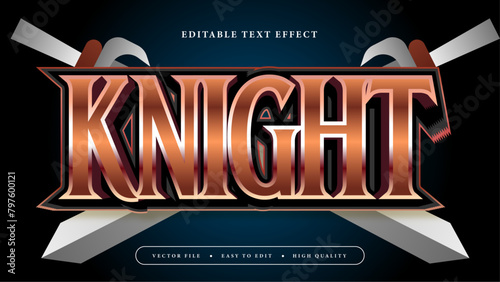 Blue orange and white knight 3d editable text effect - font style