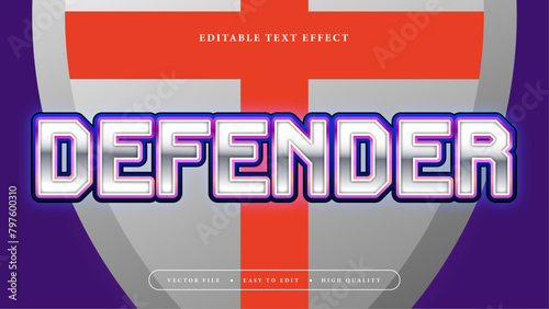 Gray grey purple violet and red defender 3d editable text effect - font style
